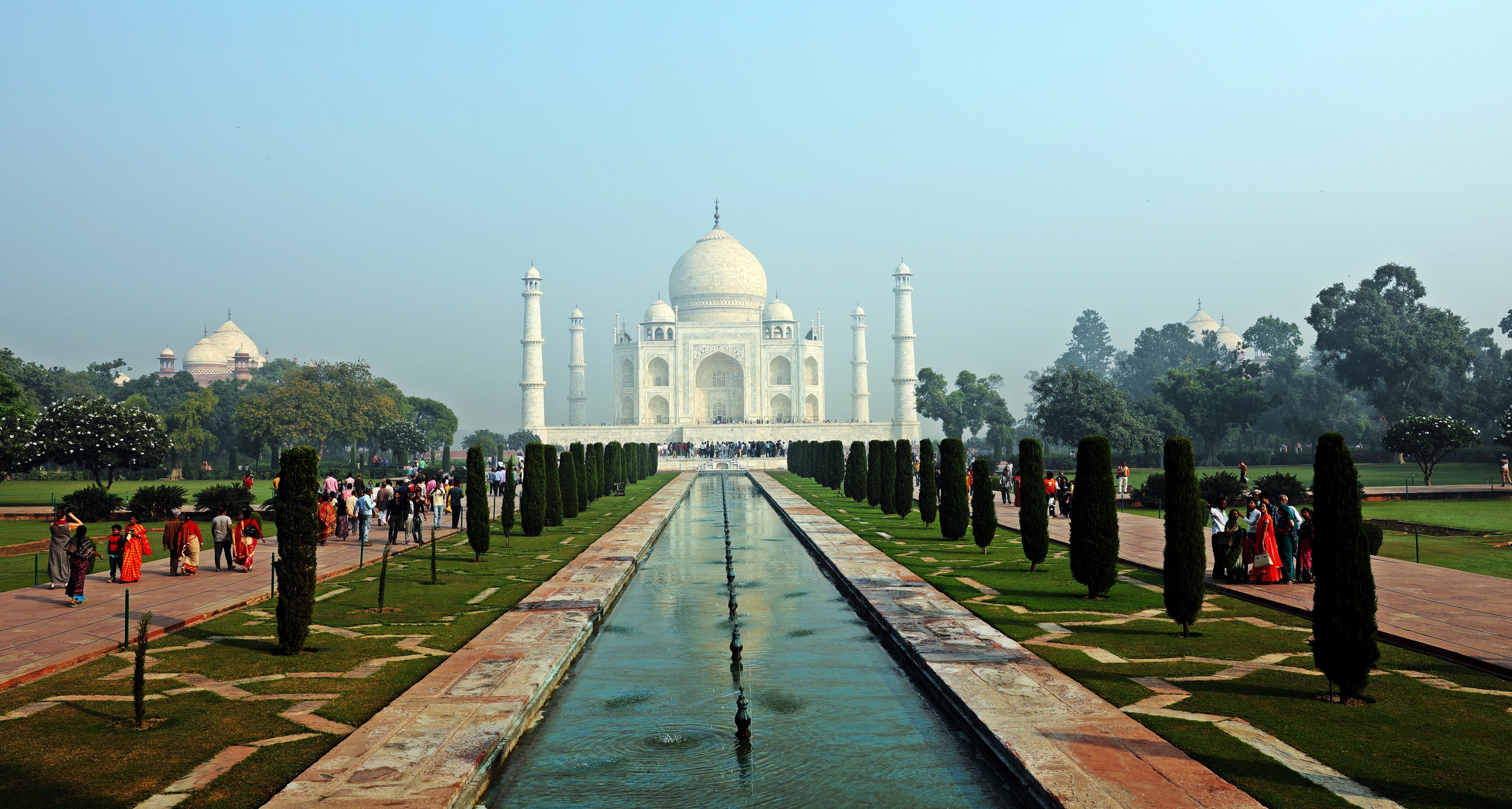 Taj Mahal reflecting off the pond, Agra, India