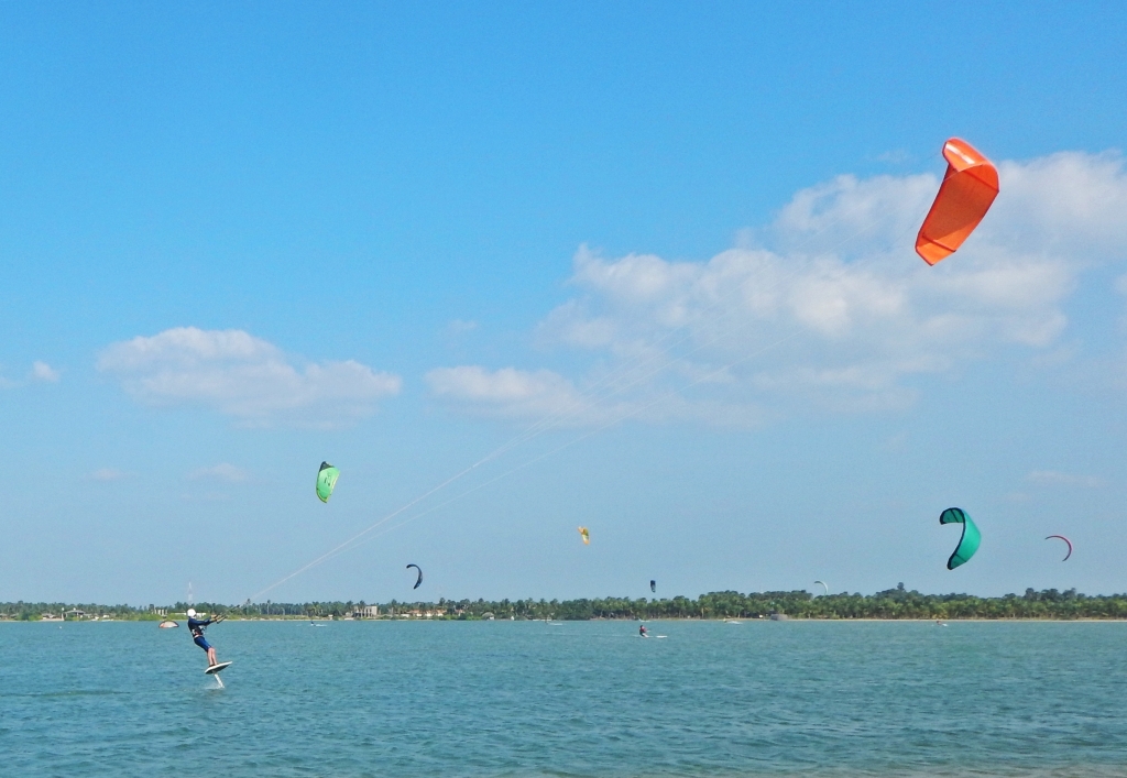 Hydrofoil kite surfer, Kalpitiya Lagoon