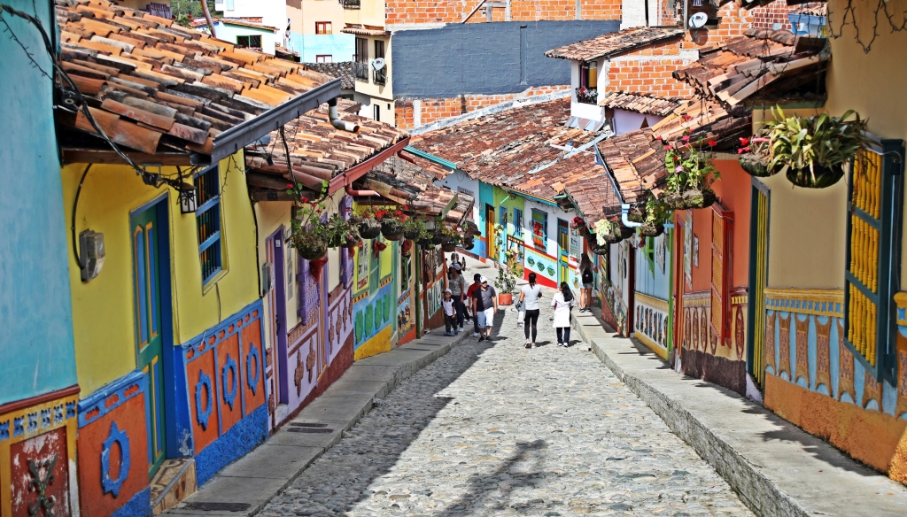 Colourful, hilly streets in Guatape