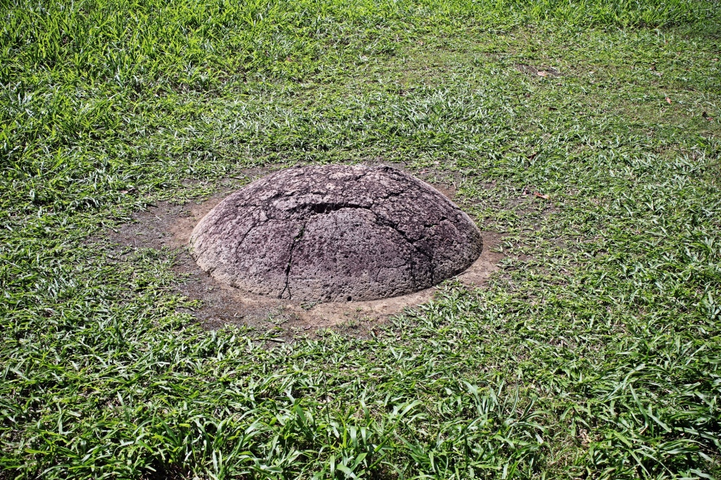 Partially buried stone sphere, Finca 6