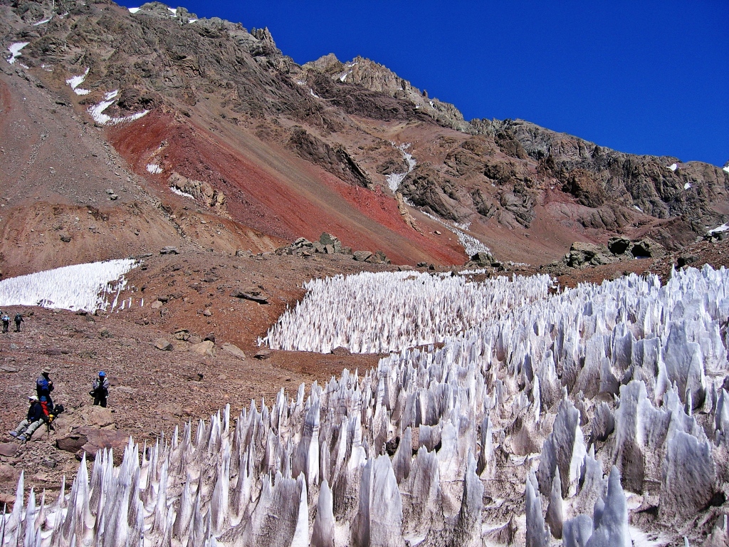 Nieve Penitentes on Horcones Glacier, Aconcagua