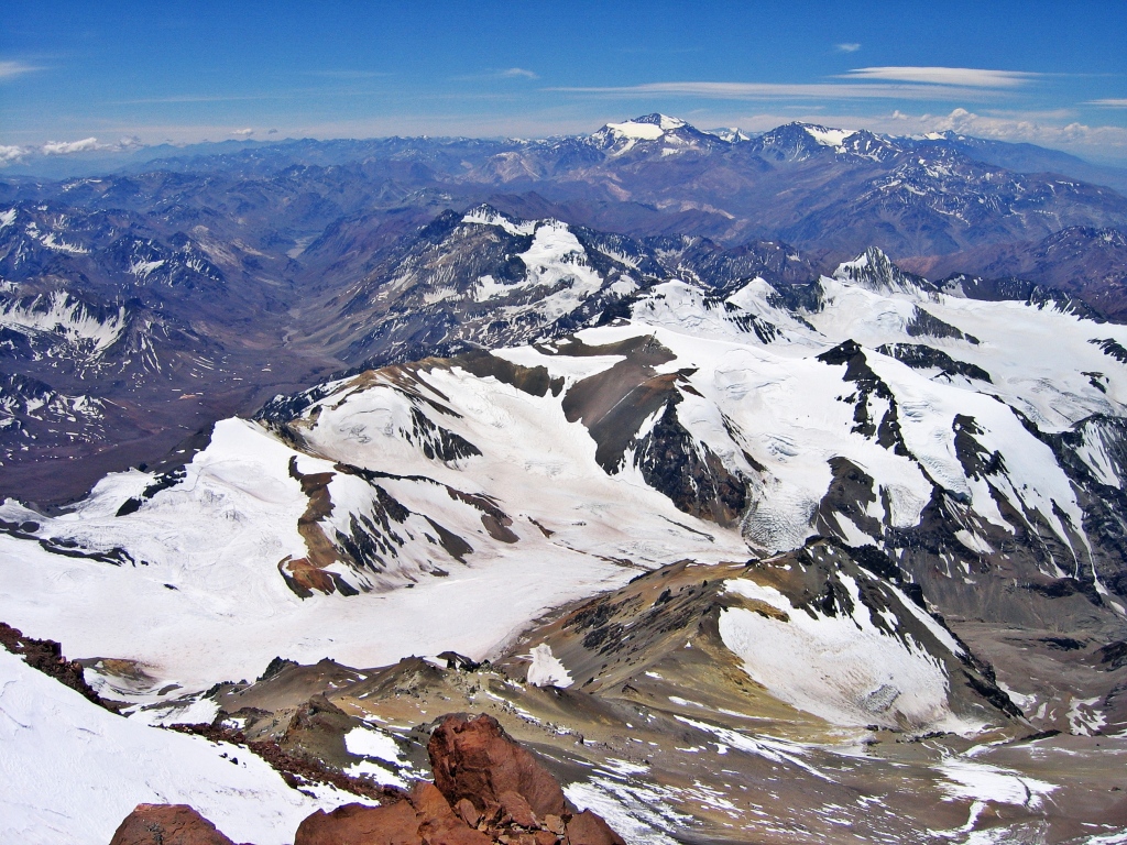 View from summit of Aconcagua