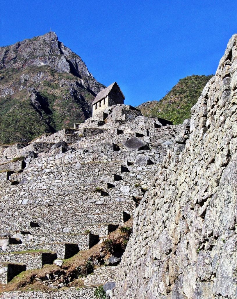 Terraces and a recreated building, Machu Picchu