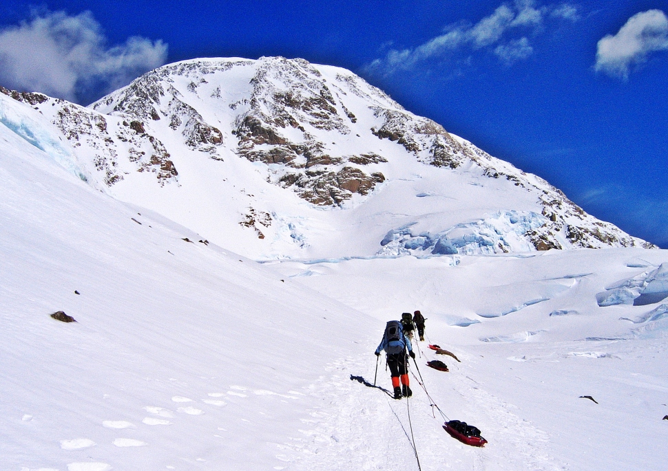 Climbing to Windy Corner with Denali's West Buttress ahead