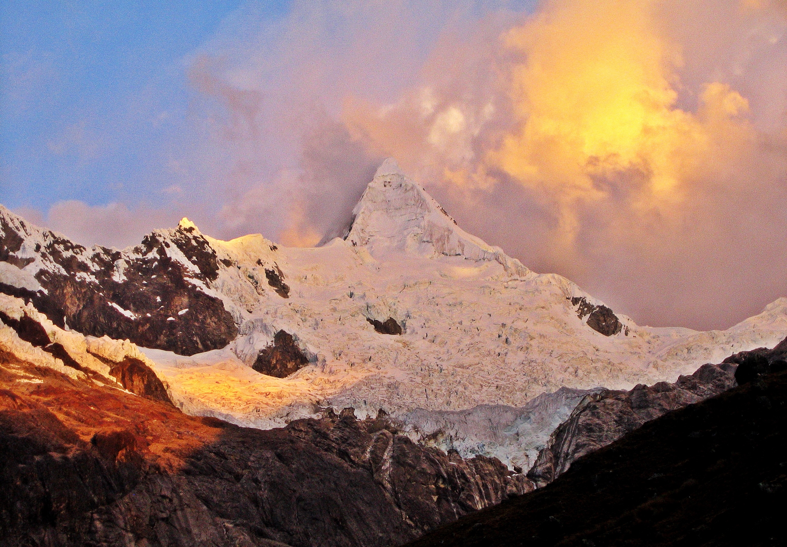 Alpamayo north face at sunrise