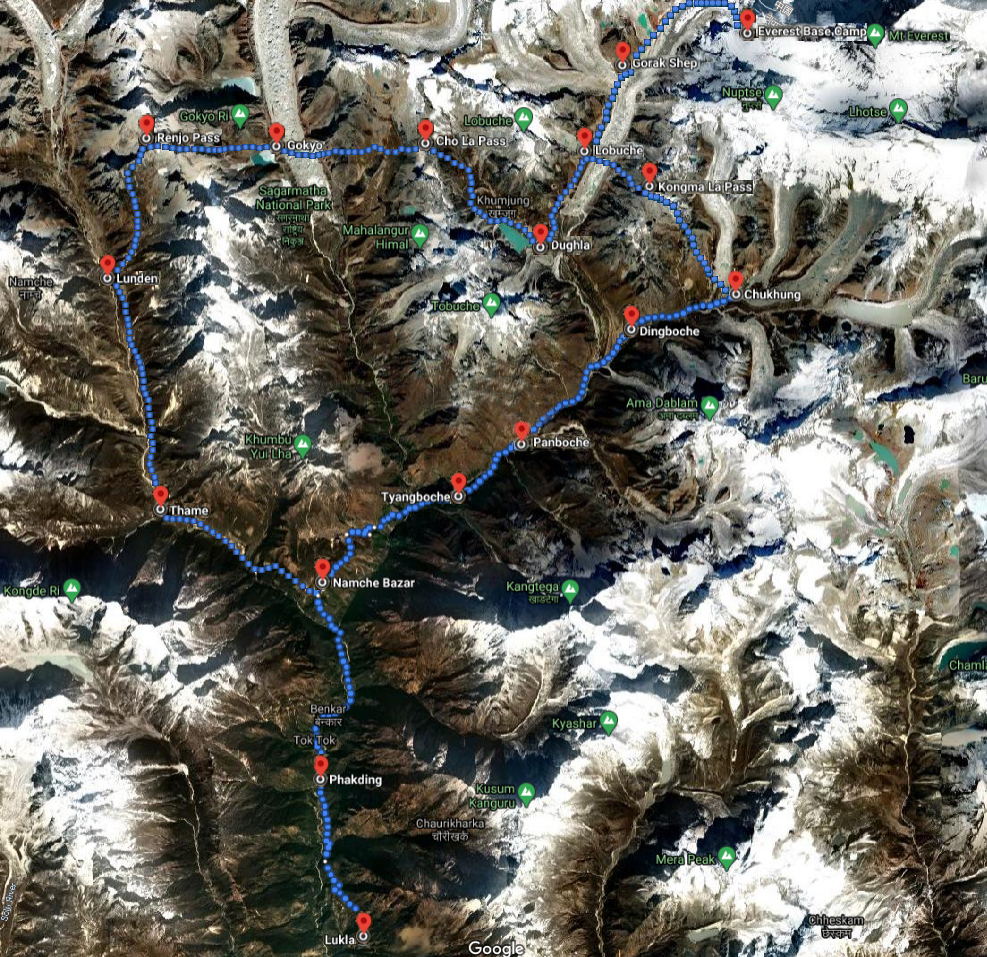 Map of Everest 3 Passes