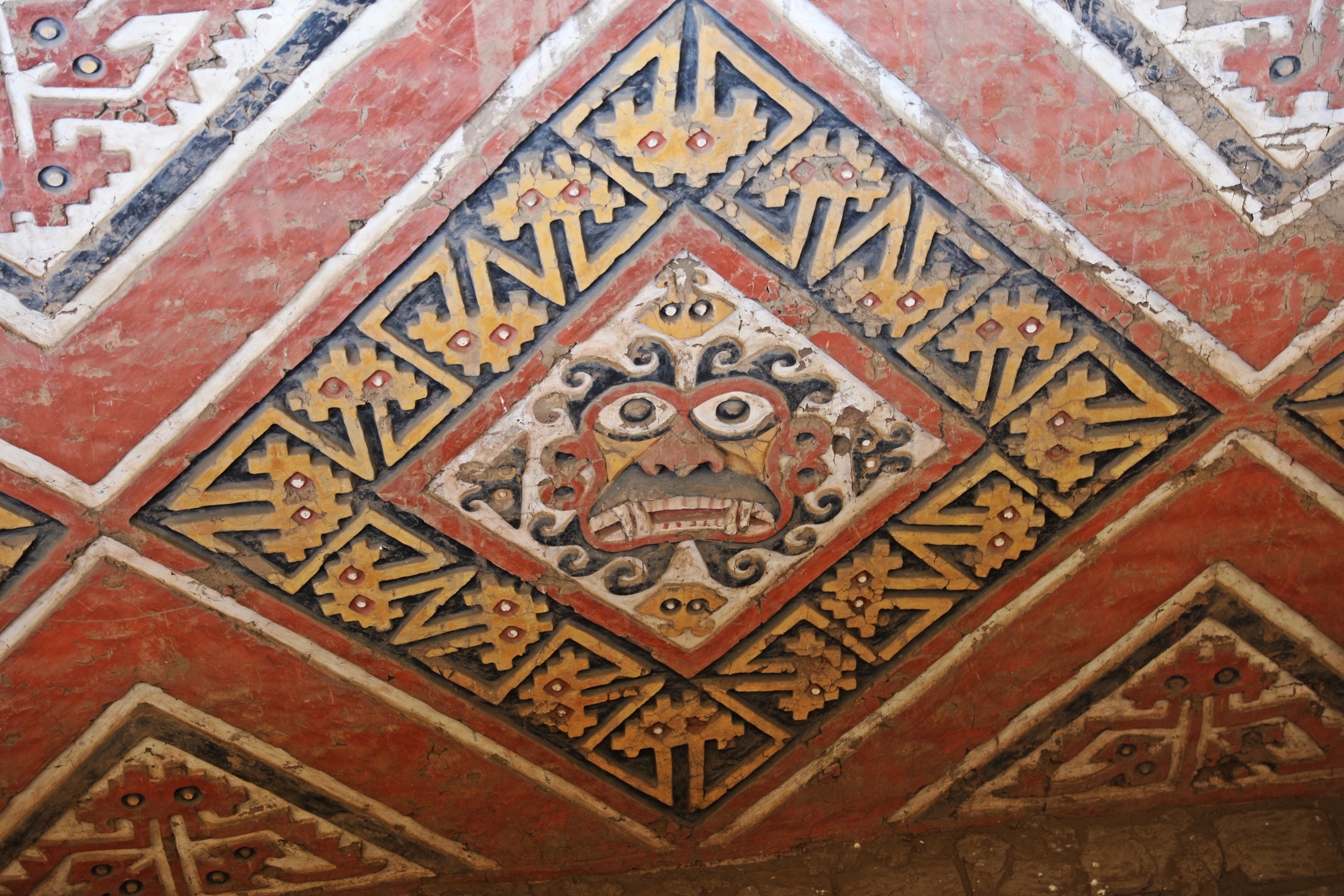 Painted Bas Reliefs, Huaca de la Luna, Peru