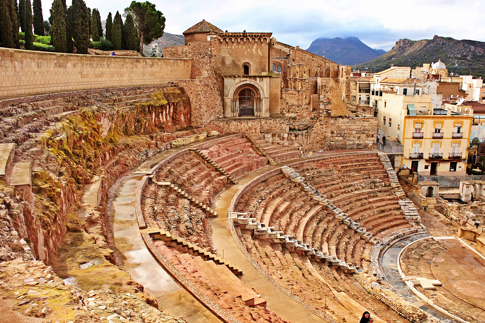 Theatre & Old St. Maria Church, Roman Theatre, Cartagena, Spain