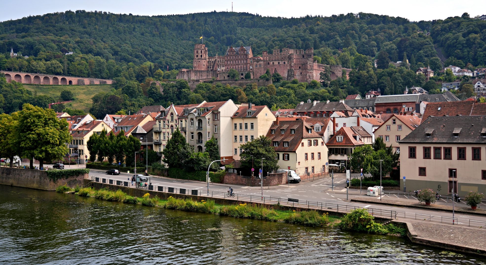 Heidelberg Castle above Old Town and Neckar River, Heidelberg, Germany